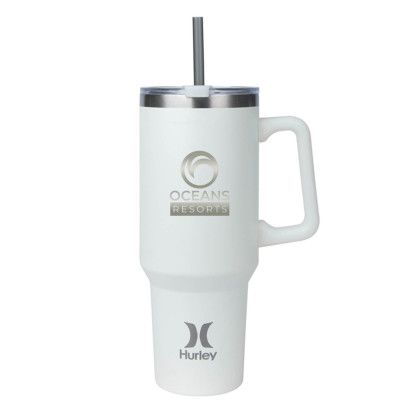 Custom Hurley Oasis 40 oz. Vacuum Insulated Travel Mug - White