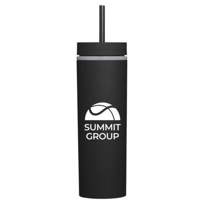 Custom Adventure 16oz Insulated Tumbler With Straw - Black