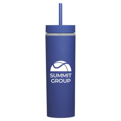 Custom Adventure 16oz Insulated Tumbler With Straw - Blue