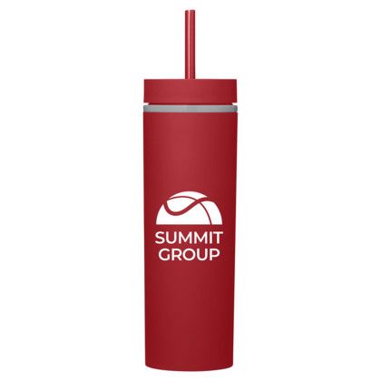 Custom Adventure 16oz Insulated Tumbler With Straw - Red