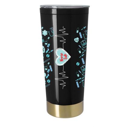 Custom Iconic Tumbler - 20 oz. - Black/Gold