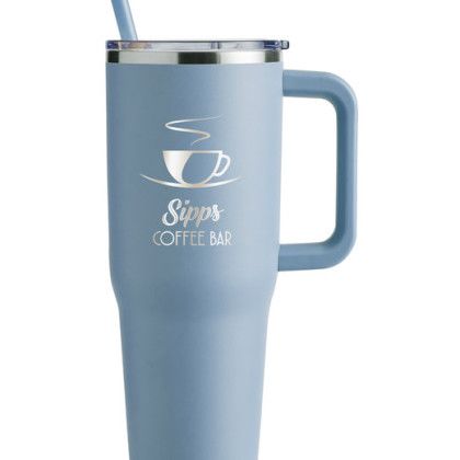 Cloud Blue -Promotional Harriton 40 oz Vacuum Travel Mug