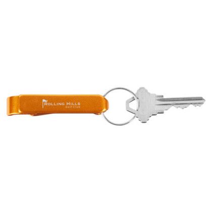 Discounted Aluminum Bottle Opener/Key Ring Engraved - Orange