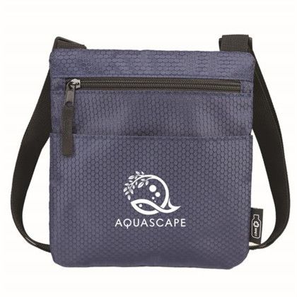 Custom RPET Mini Messenger Bag / Crossbody With Adjustable Strap - Navy