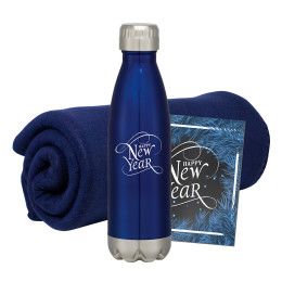 Custom Promo Fleece Blanket Bottle Combo Set