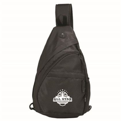 Custom RPET Essentials Dual Crossbody Bag / Sling Bag With Adjustable Strap - Black