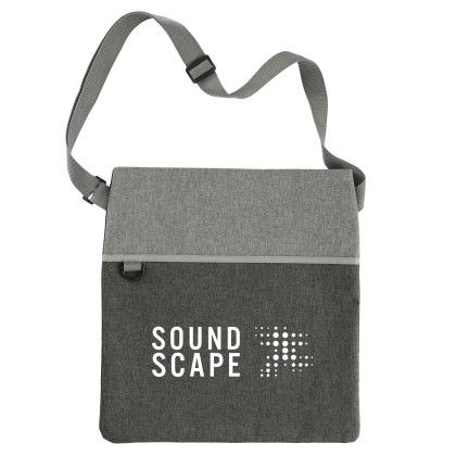 Custom Double Heather RPET Crossbody Tote - Screen Print - Graphite