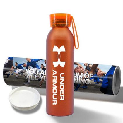 Custom 20 oz Aluminum Bottle with Shipping Tube - Orange Custom 20 oz Aluminum Bottle with Shipping Tube - Orange