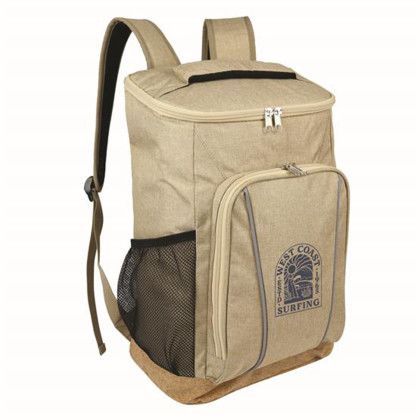 Custom Sustainable Cork & RPET Backpack Cooler - Natural with Cork