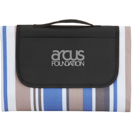 Custom Oversized Striped Picnic and Beach Blanket - Embroidery - Royal Blue