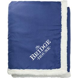 Custom Super Soft Large Fleece Sherpa Blanket - 50" x 60" Unfolded - Embroidery - Navy
