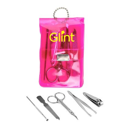 Custom Manicure Set in Pouch - Translucent Pink