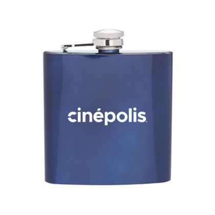 Custom 6oz Stainless Steel Flask - Navy Blue