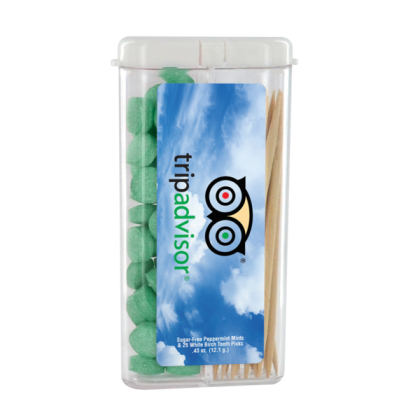 Custom Rectangular Flip-Top Mints and Toothpicks - Wintergreen Custom Rectangular Flip-Top Mints and Toothpicks - Wintergreen