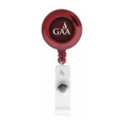 Custom Promo Retractable Badge Holder - Translucent Red