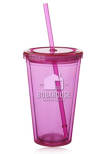 Custom 16 oz. Double Wall Acrylic Tumblers With Straws