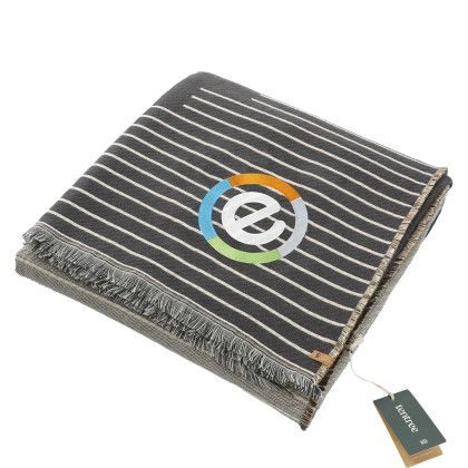 Custom Tentree Organic Cotton Peaks Woven Blanket with Logo - Folded