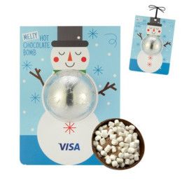 Custom Holiday Hot Chocolate Bomb Billboard Card - Snowman with Silver Foil