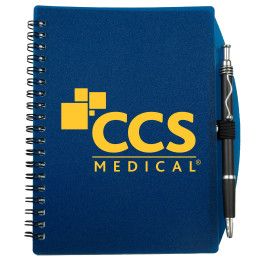 Custom 70 Sheet Poly Journal with Pen - Translucent Blue