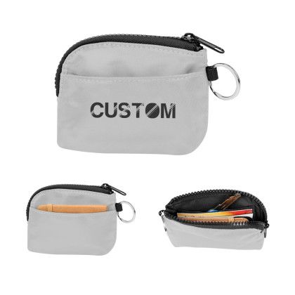 Logo Printed Reed RPET Card Pouch - Gray - Contents Not Included