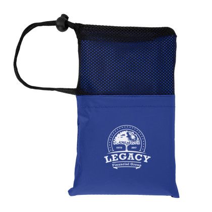 Custom PEVA Poncho With Drawstring Pouch - Royal Blue Pouch