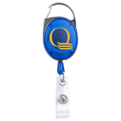 Custom Premium Retractable Badge Holder - Translucent Blue Custom Premium Retractable Badge Holder - Translucent Blue