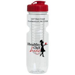 Custom 22oz Translucent Bike Bottle with Flip Top Lid & Infuser - Clear
