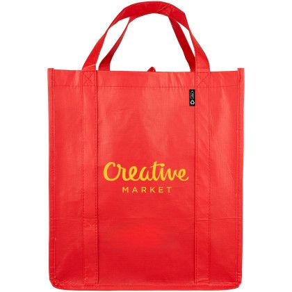 Custom Skyview RPET Laminated Grocery Tote - Red