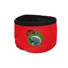 Custom Foldable Nylon Pet Bowl - Red with Black