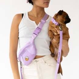 Custom Springer Sling Bag + Dog Leash - Lilac - In Use