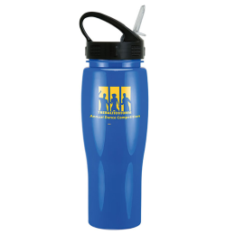 Custom 24 oz Contour Bottle with Sport Sip Lid & Straw - Royal Blue