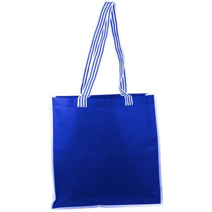 Custom Cruiser Tote Bag with Striped Terylene Handles - Royal Blue