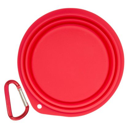 Custom Collapsible Pet Bowl with 2" Carabiner - Red