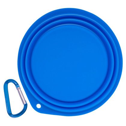 Custom Collapsible Pet Bowl with 2" Carabiner - Royal Blue