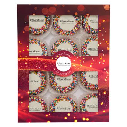 Custom Luxury Chocolate Oreo Gift Sets - Rainbow Nonpareils with Printed Logo