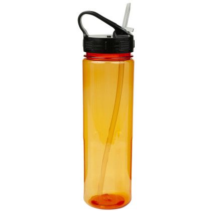 Custom 24oz Prestige Bottle with Sport Sip Lid & Straw - Translucent Orange