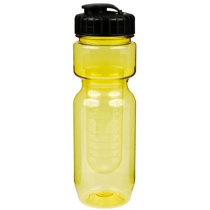 Custom 22oz Translucent Bike Bottle with Flip Top Lid & Infuser - Translucent Yellow