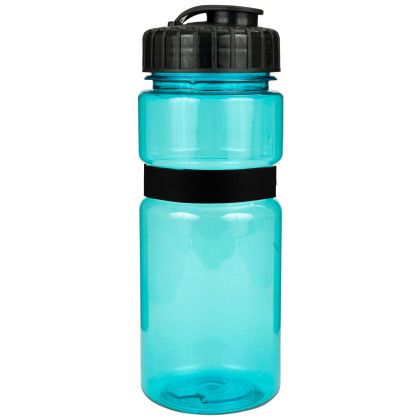 20 oz Sportster Bottle with Silicone Gripper Band & Flip Top Lid - Translucent Aqua 20 oz Sportster Bottle with Silicone Gripper Band & Flip Top Lid - Translucent Aqua