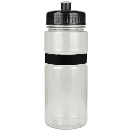 Custom 20 oz Sportster Bottle with Silicone Gripper Band & Push Pull Lid - Clear Custom 20 oz Sportster Bottle with Silicone Gripper Band & Push Pull Lid - Clear