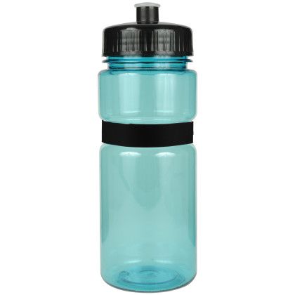 Custom 20 oz Sportster Bottle with Silicone Gripper Band & Push Pull Lid - Translucent Aqua Custom 20 oz Sportster Bottle with Silicone Gripper Band & Push Pull Lid - Translucent Aqua