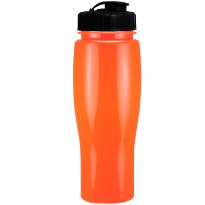 Custom 24 oz Contour Bottle with Flip Top Lid - Orange
