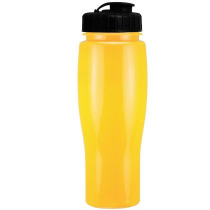 Custom 24 oz Contour Bottle with Flip Top Lid - Yellow