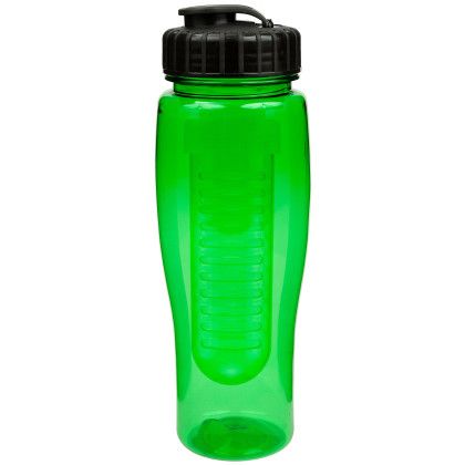 Custom 24 oz Translucent Contour Bottle with Flip Top Lid & Infuser - Translucent Green Custom 24 oz Translucent Contour Bottle with Flip Top Lid & Infuser - Translucent Green