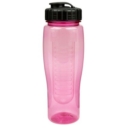 Custom 24 oz Translucent Contour Bottle with Flip Top Lid & Infuser - Translucent Pink Custom 24 oz Translucent Contour Bottle with Flip Top Lid & Infuser - Translucent Pink