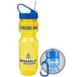 26 oz Translucent Jogger Bottle with Sport Sip Lid & Straw - Yellow - Optional Carabiner & Tether