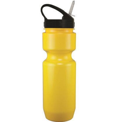 Custom 22oz Bike Bottle with Sport Sip Lid & Straw - Yellow