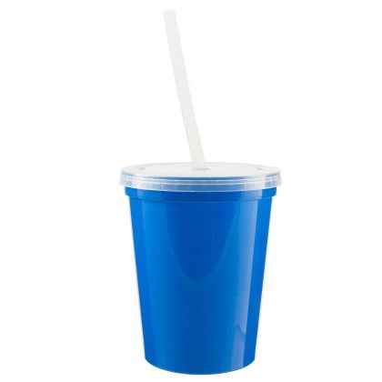 Custom 16oz Stadium Cup with Lid and Straw - Royal Blue