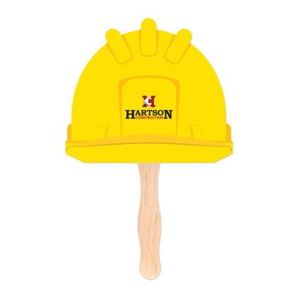 Custom Hard Hat Shaped Hand Fan with Full Color Imprint