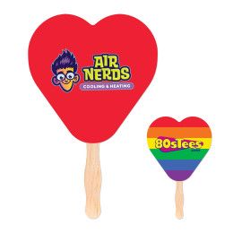 Custom Heart Shaped Hand Fan with Full Color Imprint Custom Heart Shaped Hand Fan with Full Color Imprint