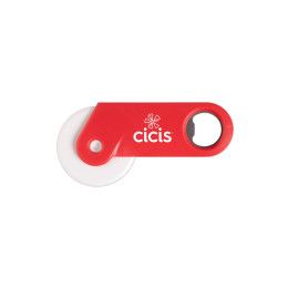 Custom Pizza Cutter with Handle and Bottle Opener - Red